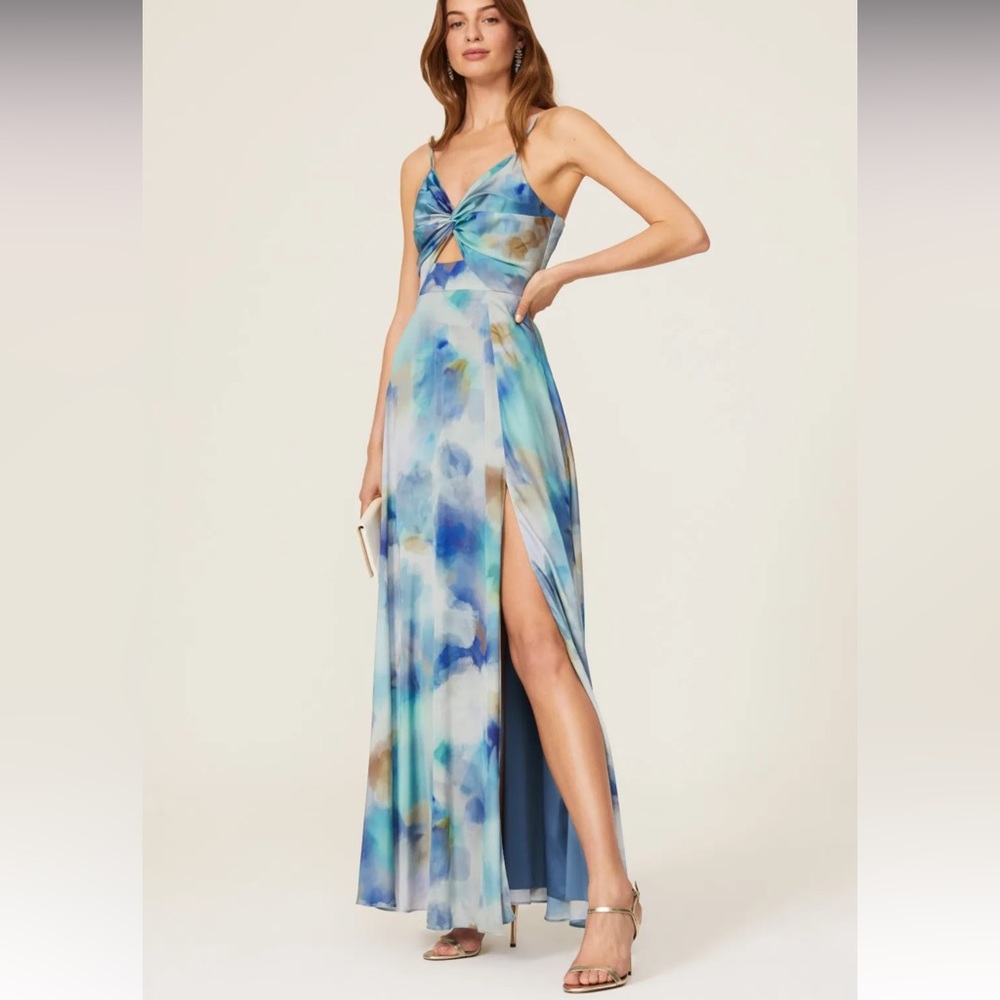 Aidan Mattox Blue Slit Maxi Dress for Weddings